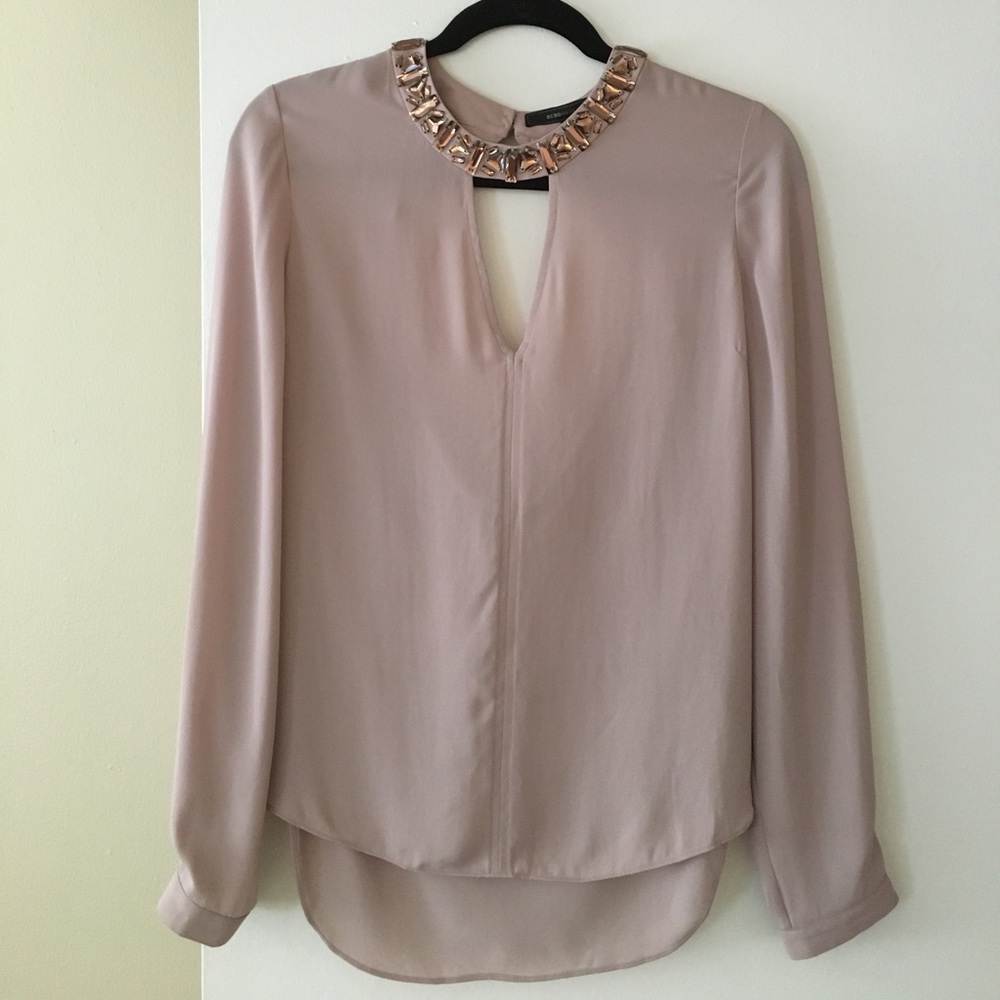 BCBGMAXAZRIA EMBELLISHED BLOUSE